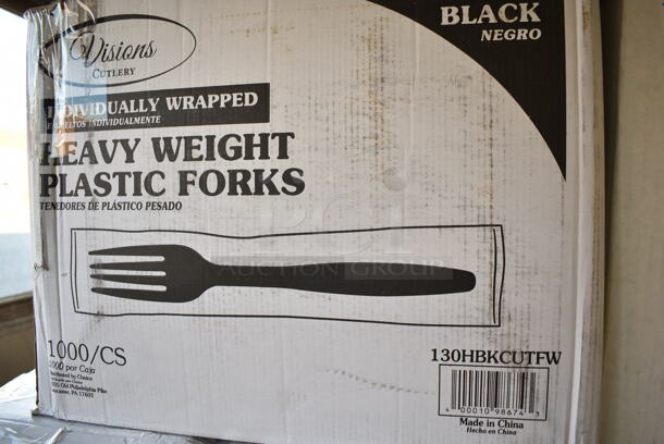 PALLET LOT of 35 BRAND NEW Boxes Including 6 Box 612W65 Choice Insulated Foil Sandwich Wrap Sheets 14" x 16" - 1000/Case, 2 Box 129MCS38B Choice 38 oz. Black Rectangular Microwavable Heavy Weight Container with Lid 8 3/4" x 6 1/4" x 2" - 150/Case, 2 Box 612CAKE8SQ Baker's Lane 8" Square Foil Cake Pan - 500/Case, 2 Box 407WRCB1812 Choice 18" x 12" x 1 3/4" Wood Cutting Board with Rounded Edges, 2 Box EcoStrong Plus PCRL3339XHK 33 Gallon 1 Mil 33" x 39" Linear Low Density Medium-Duty Black Can Liner / Trash Bag - 150/Case, 4 Box 130WFORKWP Choice Individually Wrapped Medium Weight White Plastic Fork - 1000/Case, 130HBKCUTFW Visions Individually Wrapped Black Heavy Weight Plastic Fork - 1000/Case, 548252113 Amefa 252000B000113 Royal 8 13/16" High Carbon Stainless Steel Serrated Edge Steak Knife with Pakkawood Handle - 6/Case, 5013858HVY Lavex Hercules 55 Gallon Black Can Liner, Dart SafeSeal 8 oz. Plastic Tamper-Resistant, Tamper-Evident Bowl with Dome Lid - 240/Case, 124BA1040S American Metalcraft BA1040S 10 1/4" Round Stainless Steel Basting Cover, 831741 Cinnamon Buns Clam Containers, 795PTOWHT4 Choice White Microwavable Folded Paper #4 Take-Out Container 7 3/4" x 5 1/2" x 3 1/2" - 160/Case, 130BKFSNSPH Visions Heavy Weight Black Wrapped Plastic Cutlery Pack with Napkin and Salt and Pepper Packets - 500/Case. 35 Times Your Bid! - Image 9 of 12