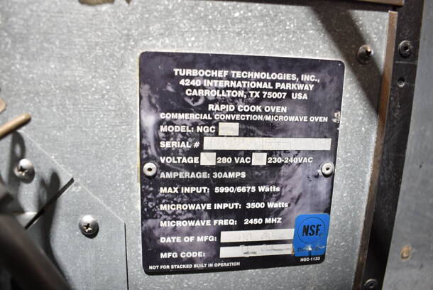Turbochef NGC Metal Commercial Countertop Electric Powered Rapid Cook Oven. 208/240 Volts, 1 Phase.  - Image 8 of 8