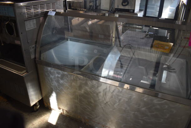 Stainless Steel Commercial Floor Style Ice Cream Dipping Cabinet w/ 1 Rear Clear Lid and Dipwell. 67.5x29x52.5. Tested and Working! - Image 2 of 7