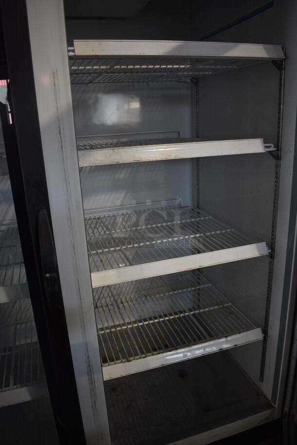 Serv-Ware GR-48 ENERGY STAR Metal Commercial 2 Door Reach In Cooler Merchandiser w/ Poly Coated Racks on Commercial Casters. 115 Volts, 1 Phase. 54x32x82. Tested and Working! - Image 5 of 5