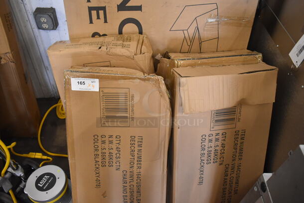 4 Boxes of 4 BRAND NEW SCRATCH AND DENT! Lancaster Table & Seating 164CUSHMTLBK 2 1/2" Black Vinyl Padded Seat for Metal Frame Seating. 4 Times Your Bid! - Image 2 of 3