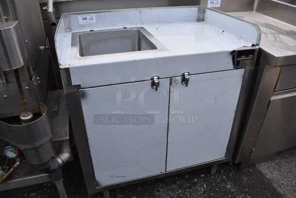 Stainless Steel Counter w/ Sink Bay, Back Splash and 2 Doors. 36x24x40. Bay 14x16x12 - Image 2 of 6
