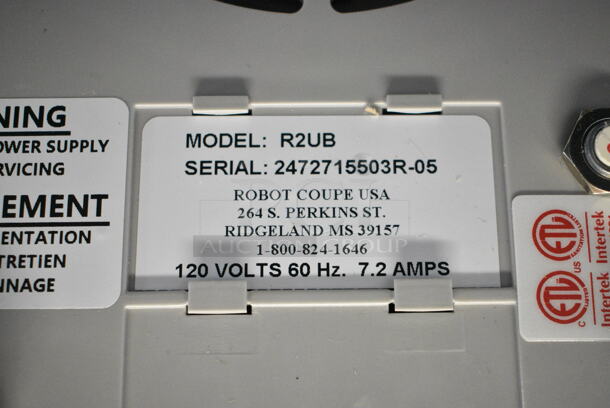 BRAND NEW SCRATCH AND DENT! Robot Coupe R2UB 3 Qt. / 3 Liter Stainless Steel Batch Bowl Food Processor. 120 Volts, 1 Phase. Tested and Working! - Image 9 of 9
