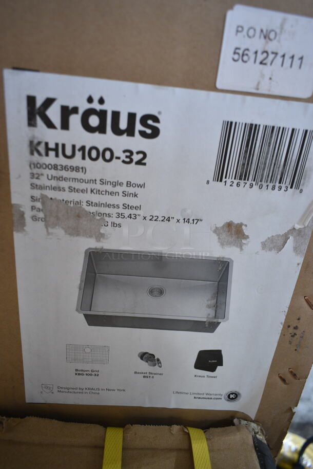 BRAND NEW SCRATCH AND DENT! Kraus KHU100-32 Standart PRO 16-Gauge Undermount Single Bowl Stainless Steel Kitchen Sink - Image 3 of 4