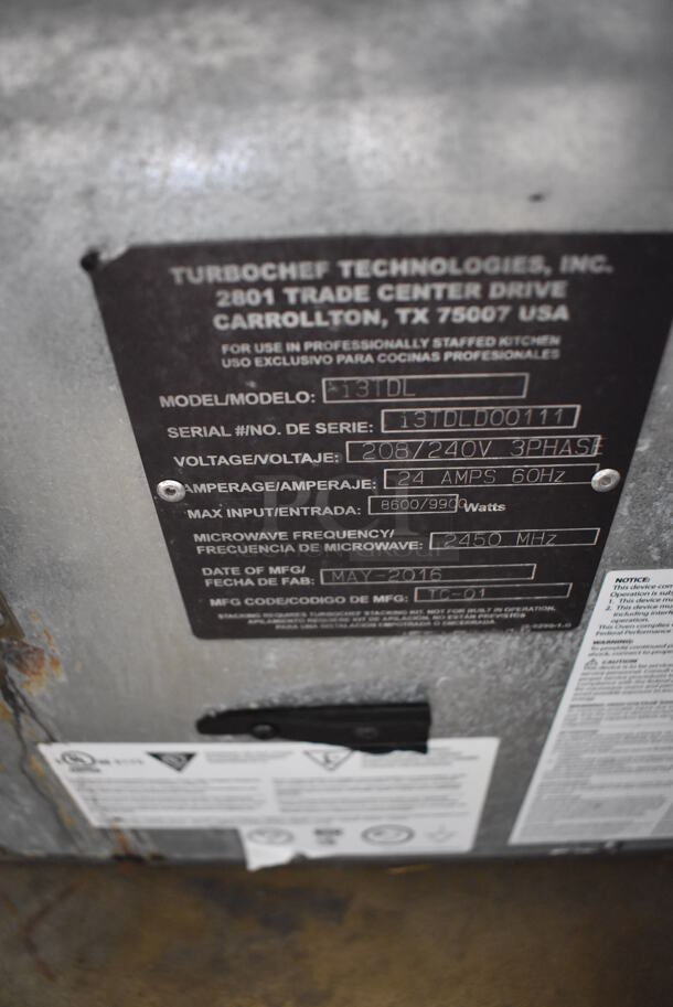 2016 Turbochef i3TDL Stainless Steel Commercial Countertop Electric Powered Rapid Cook Oven. 208/240 Volts, 1 Phase. 22.5x30x21.5 - Image 5 of 6