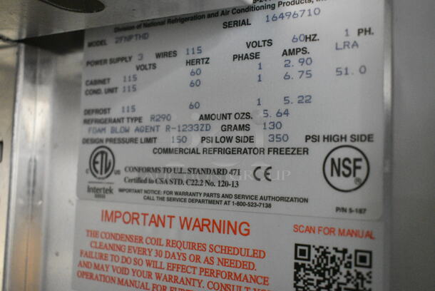 BRAND NEW SCRATCH AND DENT! 2024 Continental 2FNPTHD Stainless Steel Commercial 4 Half Size Door Reach In Freezer w/ Poly Coated Racks and Commercial Casters. 115 Volts, 1 Phase. Tested and Working! - Image 6 of 9