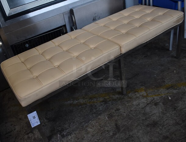 Tan Bench on Chrome Finish Frame. 54x20x17 - Image 2 of 6