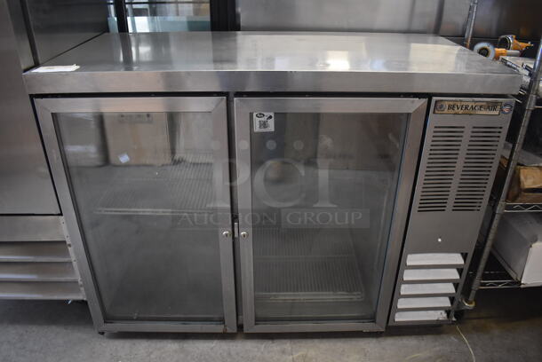 Beverage Air BB48GY-1-S-27 Stainless Steel Commercial 2 Door Back Bar Cooler Merchandiser. 115 Volts, 1 Phase. 48x24x36. Tested and Working!
