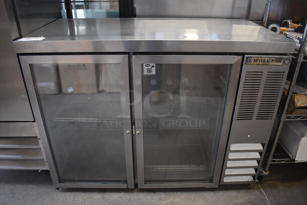 Beverage Air BB48GY-1-S-27 Stainless Steel Commercial 2 Door Back Bar Cooler Merchandiser. 115 Volts, 1 Phase. 48x24x36. Tested and Working! - Image 1 of 6