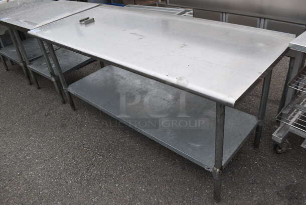 Stainless Steel Table w/ Vegetable Slicer Mount and Metal Under Shelf.