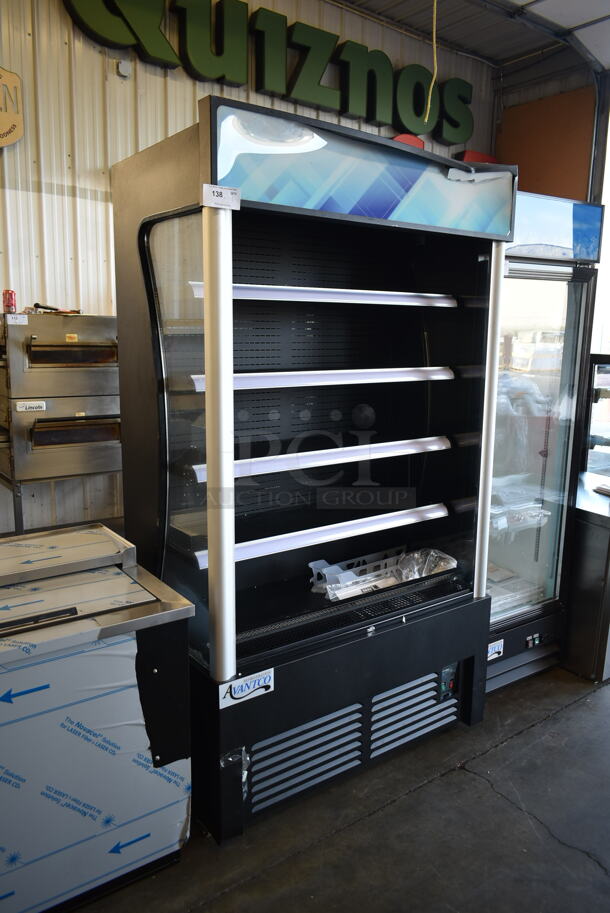 BRAND NEW SCRATCH AND DENT! Avantco 189BVAC46HC Metal Commercial Single Door Reach In Grab N Go Cooler Merchandiser w/ Metal Shelves. 110-120 Volts, 1 Phase. Tested and Working! - Image 2 of 8