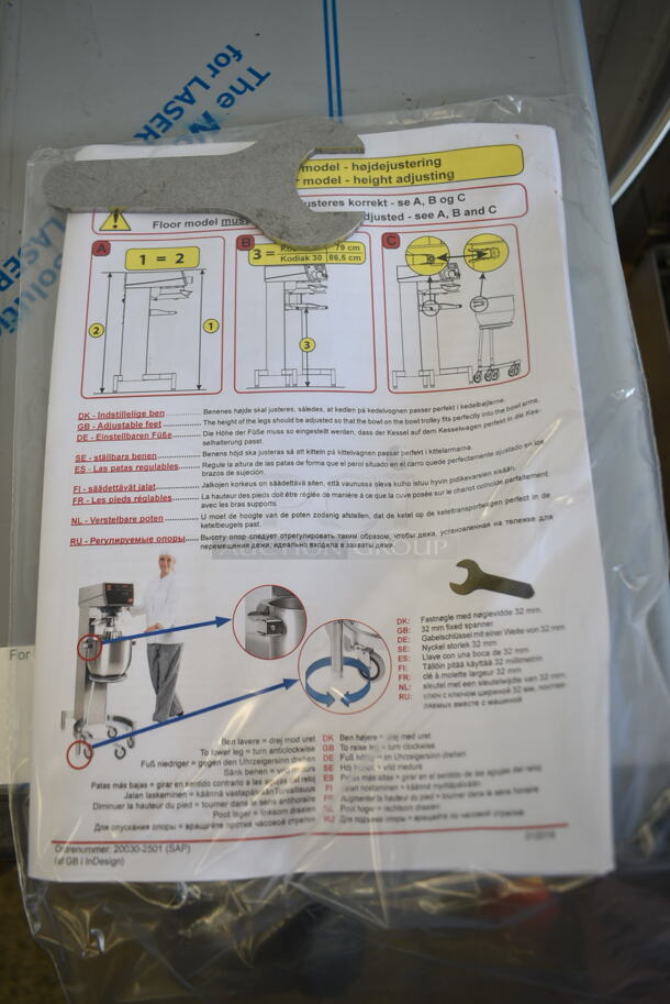 BRAND NEW! 2022 Varimixer V20KT Metal Commercial Countertop 20 Quart Planetary Dough Mixer w/ Stainless Steel Mixing Bowl, Bowl Guard, Whisk, Paddle and Dough Hook Attachments. 120 Volts, 1 Phase. Tested and Working! - Image 8 of 9