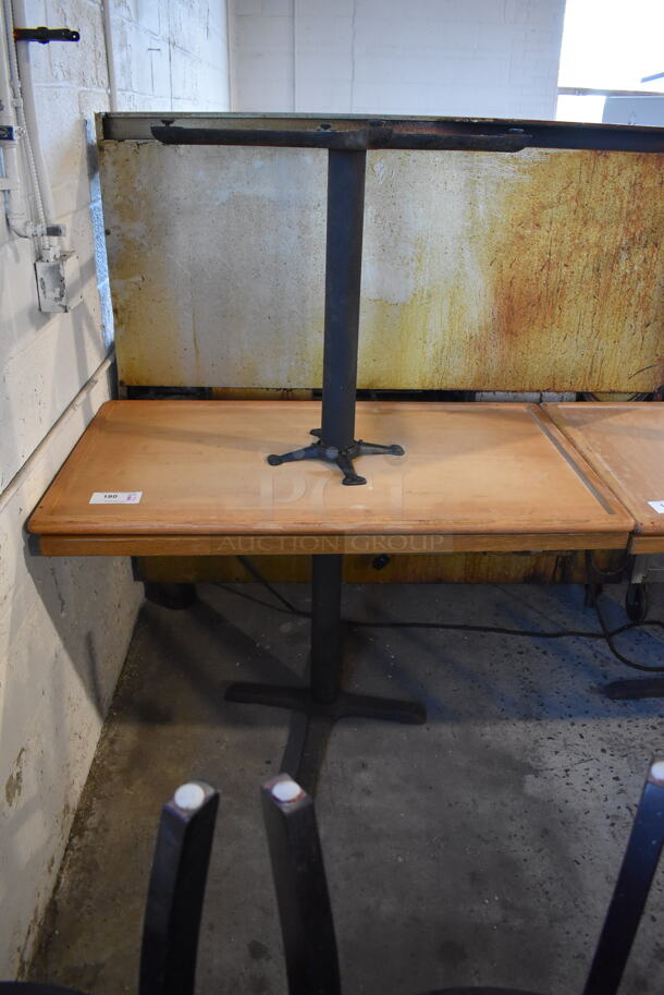 2 Wood Pattern Tables on Black Metal Table Base. 46x28x29.5. 2 Times Your Bid! - Image 4 of 5