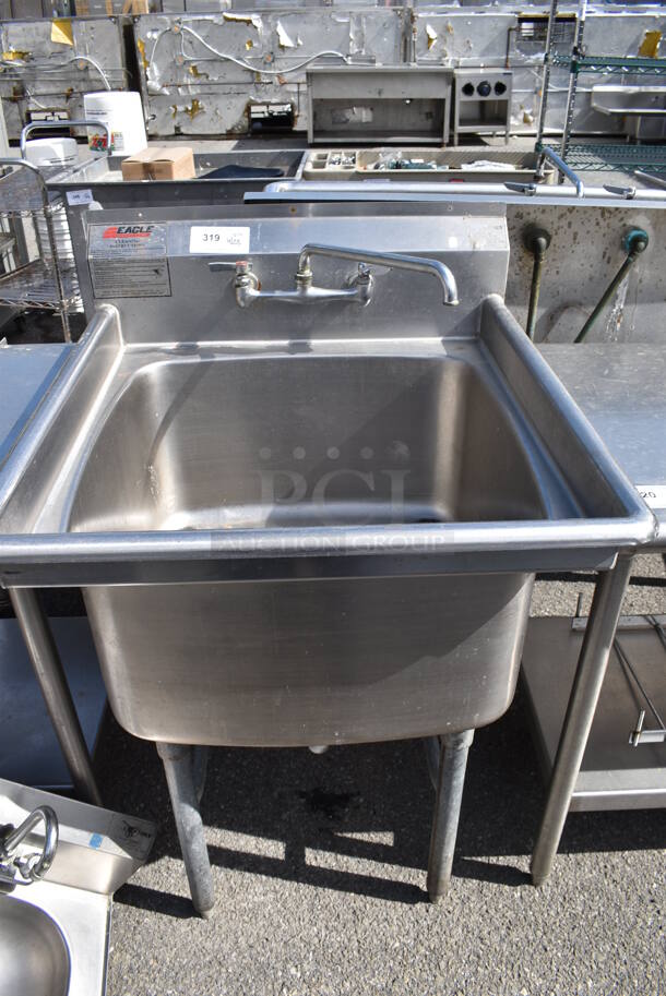 Eagle Stainless Steel Commercial Single Bay Sink w/ Faucet and Handles.