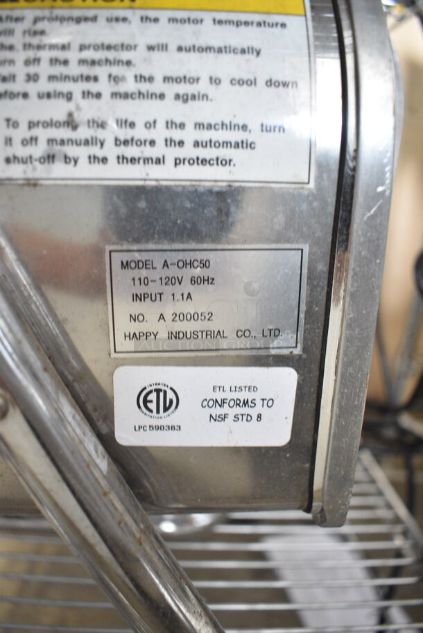 Happy Industrial A-OHC50 Metal Commercial Vegetable Slicer. 110-120 Volts, 1 Phase. Tested and Working!  - Image 6 of 6