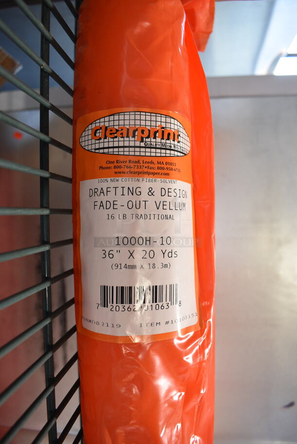 5 BRAND NEW! Clearprint 1000H-10 36" x 20 Yards Drafting and Design Fade Out Vellum Rolls. 5 Times Your Bid! - Image 2 of 3