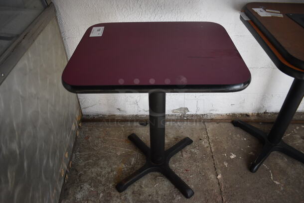 Purple Table on Black Metal Table Base. 24x20x29
