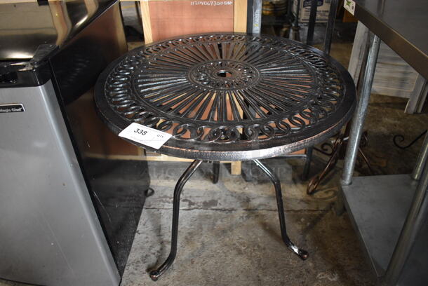 Black Metal Round Patio Table. 27x27x27.5