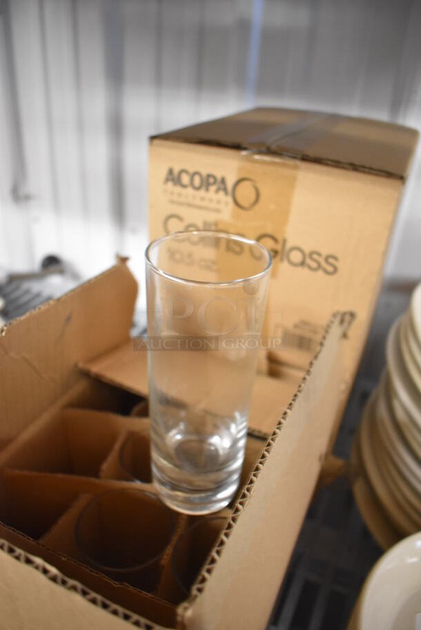 3 Boxes of 12 BRAND NEW IN BOX! Acopa Collins Glasses. Missing 4 Glasses. 2.5x2.5x6.5. 3 Times Your Bid! - Image 3 of 4