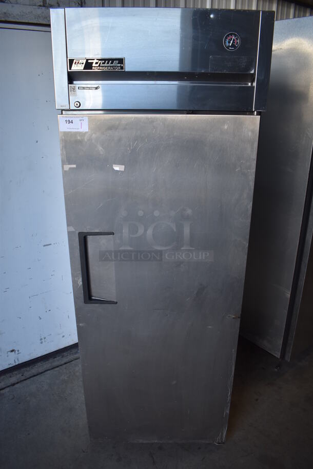 2010 True TG1R-1S Stainless Steel Commercial Single Door Reach In Cooler w/ Poly Coated Racks. 115 Volts, 1 Phase. 29x30x83. Tested and Working!