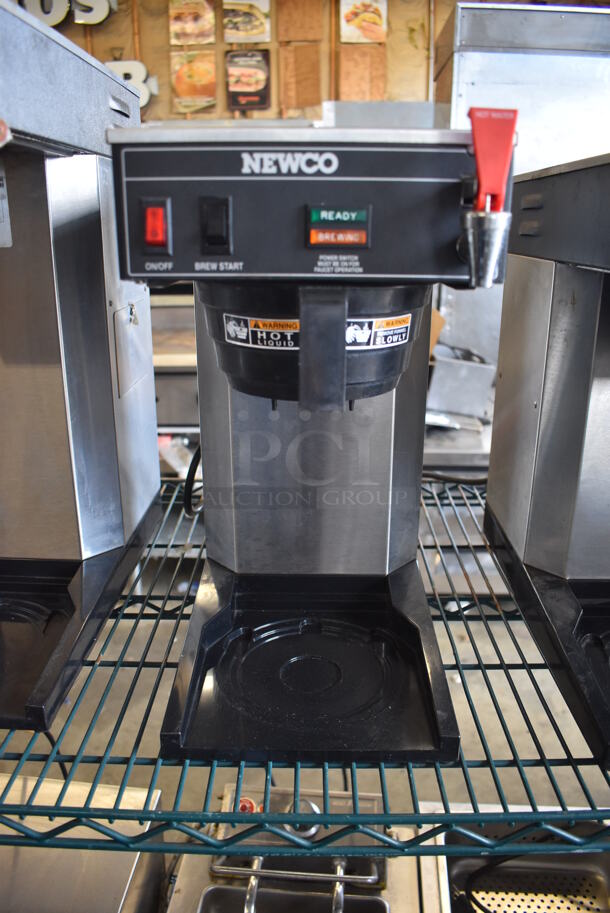 Newco ACE-TC Stainless Steel Commercial Countertop Coffee Machine w/ Hot Water Dispenser and Poly Brew Basket. 120 Volts, 1 Phase.