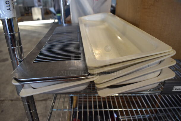 ALL ONE MONEY! Lot of Various Pieces to Ice Cream Machine Including 7 Poly Drip Trays and 2 Metal Drip Tray Grates - Image 3 of 6