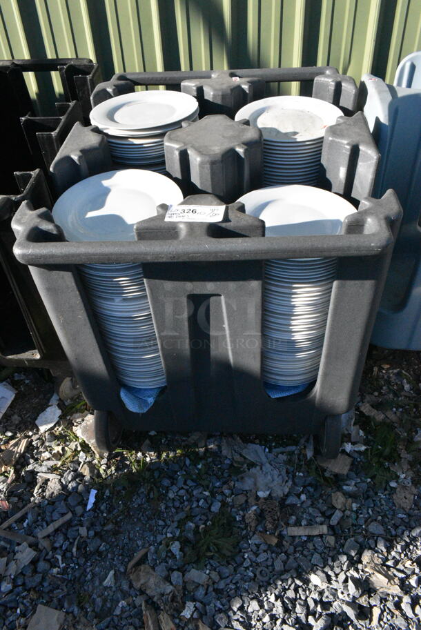 Poly Dish Caddy on Commercial Casters w/ Approximately 180 Plates.  - Image 1 of 4