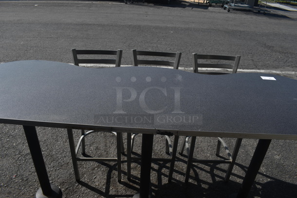 ALL ONE MONEY! Custom Bar Height Table on 3 Bases w/ 3 Bar Height Chairs - Image 2 of 5