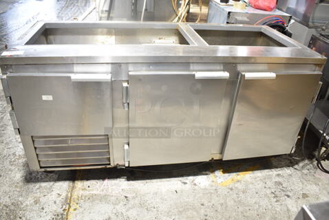 Leader LM 72 Stainless Steel Commercial Prep Table on Commercial Casters. 115 Volts, 1 Phase. Tested and Working!