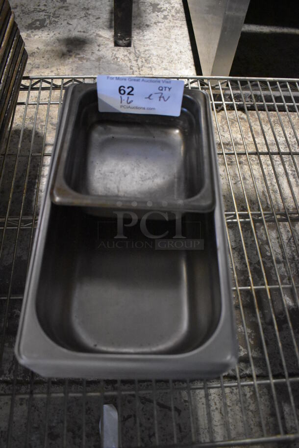 ALL ONE MONEY! Lot of 7 Stainless Steel Drop In Bins. 1/6x2.5, 1/3x4 - Image 2 of 4