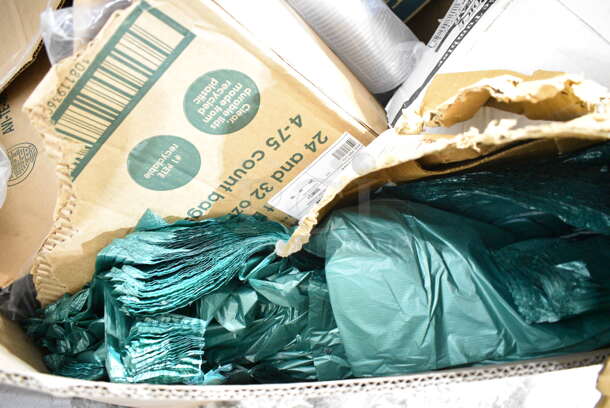 PALLET LOT of 18 BRAND NEW Boxes Including 347TCL5 Choice 5 oz. Clear Disposable Plastic Tumbler - 500/Case, 5002DNAP Choice White 2-Ply Dinner Napkin 17" x 15" - 3000/Case, 612FHL1230 Foil Steam Table Pan Lid, 500TO883C3 Choice 8" x 8" x 3" Microwaveable 3-Compartment Black / Clear Plastic Hinged Container - 100/Case, Noble Gloves, PHHTB-BZT Table Column. 18 Times Your Bid! - Image 11 of 12