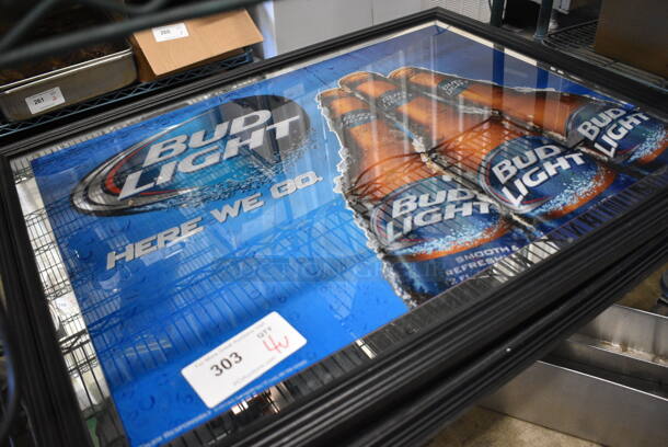4 Various Framed Beer Signs; 2 Bud Light, Budweiser, Heineken. Includes 34.5x1x27. 4 Times Your Bid! - Image 2 of 6