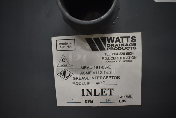 BRAND NEW IN BOX! Watts Model WD-1 Metal Commercial Grease Trap. 13x19x12 - Image 2 of 6