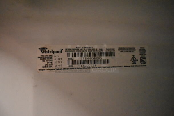Whirlpool ET1MHKXMQ05 Metal Cooler Freezer Combo Unit. 115 Volts, 1 Phase. Tested and Powers On But Does Not Get Cold - Image 6 of 6