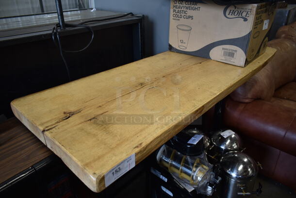 Butcher Block Bar Height Table on 2 Black Metal table Bases. - Image 2 of 3