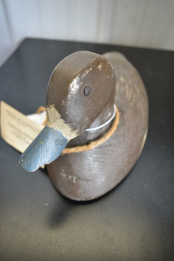 VINTAGE Hand Carved Bluebill Hen Duck Decoy. From Thousand Islands Region in New York. Original Tack Eyes. Original Paint. Approximately 100 Years Old. - Image 3 of 7