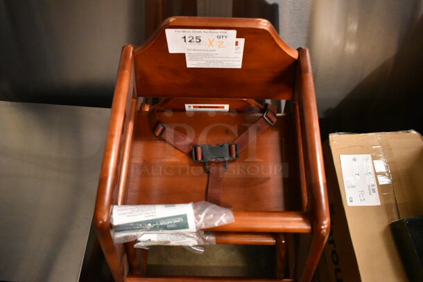 2 BRAND NEW SCRATCH AND DENT! Lancaster Table & Seating 164HIGHCMO Assembled Standard Height Wooden High Chair with Mahogany Finish. 2 Times Your Bid! - Image 4 of 7