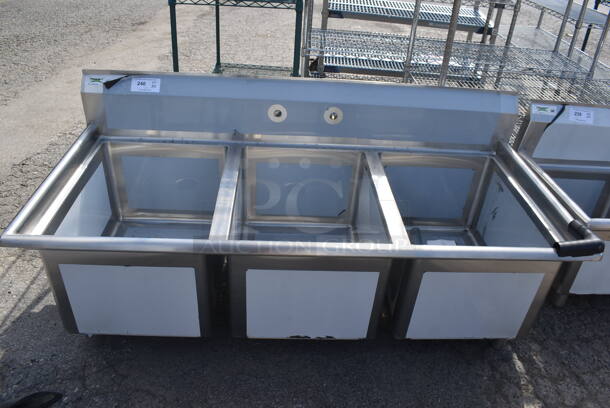 BRAND NEW SCRATCH AND DENT! Regency 600S31824 Stainless Steel Commercial 3 Bay Sink. No Legs. Bays 18x24x14 - Image 1 of 5