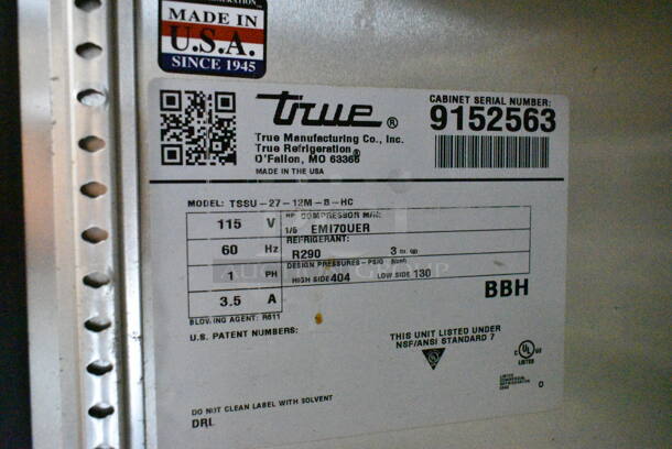 2017 True TSSU-12M-B-HC Stainless Steel Commercial Sandwich Salad Prep Table Bain Marie Mega Top on Commercial Casters. 115 Volts, 1 Phase. Tested and Working! - Image 6 of 6