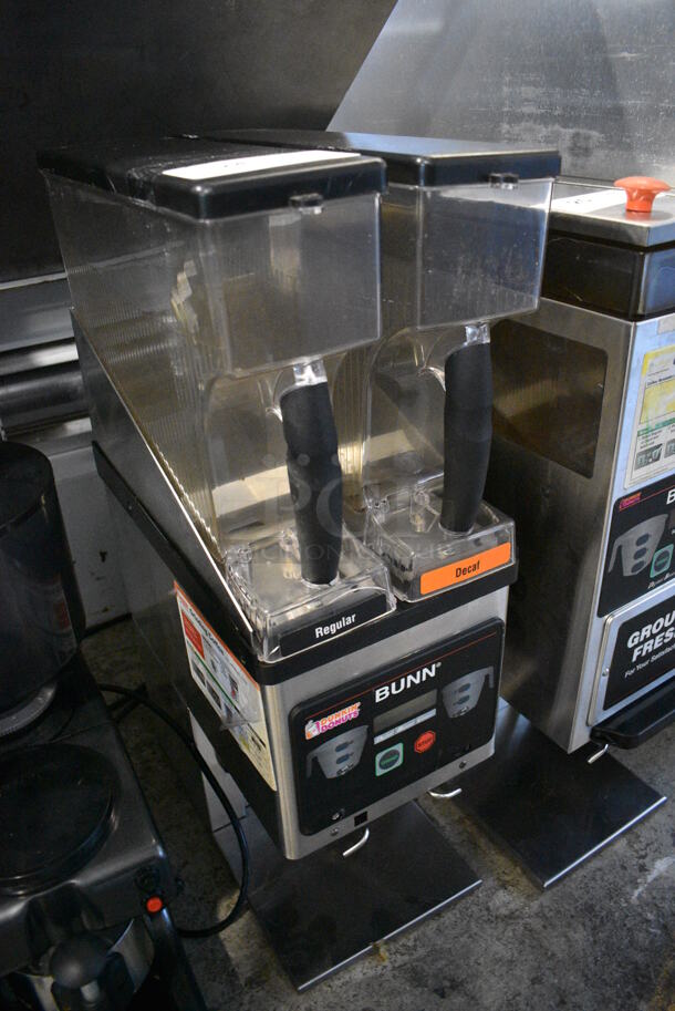 2013 Bunn MHG Stainless Steel Commercial Countertop 2 Hopper Coffee Bean Grinder. 120 Volts, 1 Phase. 10x16x29.5. Tested and Working! - Image 2 of 6