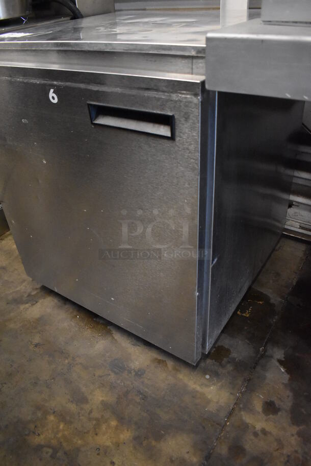 Delfield 406CA-DHL-DD1 Stainless Steel Commercial Single Door Undercounter Cooler on Commercial Casters. 115 Volts, 1 Phase. 27x28x32. Tested and Working! - Image 3 of 7