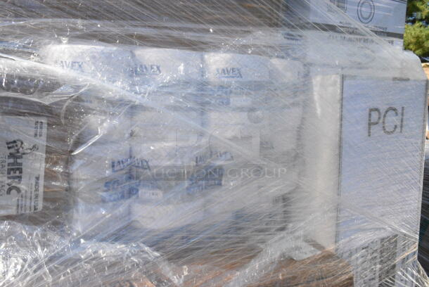 32 BRAND NEW Boxes Including 5013858 Lavex Hercules 55 Gallon 2 Mil 38" x 58" Low Density Heavy-Duty Black Can Liner / Trash Bag - 50/Case, 2 Box 347RPBD6WHSV Visions 6" White Plastic Plate with Silver Bands - 150/Case, 129MCR16B Choice 16 oz. Black 6 1/4" Round Microwavable Heavy Weight Container with Lid - 150/Case, 129MCS28B Choice 28 oz. Black Rectangular Microwavable Heavy Weight Container with Lid 8 3/4" x 6 1/4" x 1 3/4" - 150/Case, 612613245HD Choice Half Size Heavy-Duty Foil Steam Pan Deep 2 9/16" Depth - 100/Case, 500CC20PLA EcoChoice 20 oz. PLA Compostable Plastic Cold Cup - 600/Case, 395RP10CPF EcoChoice No PFAS Added 10" Natural Bagasse Blend 3 Compartment Plate - 500/Case, 24510PIZZAPAD Choice Single Face Corrugated Pizza Pad - 10" x 10" - 200/Case, 500MFT Lavex Natural Brown Kraft M-Fold (Multifold) Towel - 4000/Case, 394EN403L Noble Products Nitrile 3.5 Mil Thick Black All-Purpose Powder-Free Disposable Gloves - 1000/Case, 2 Box 433NHT109 Choice 1/6 Standard Size Beige "Thank You" Script Heavy-Duty Plastic T-Shirt Bag - 600/Case, 347RPBD10WHS Visions 10" White Plastic Plate with Silver Bands - 120/Case, 129MCR32W Choice 32 oz. White 7 1/4" Round Microwavable Heavy Weight Container with Lid - 150/Case, Dart 8J8 8 oz. White Customizable Foam Cup - 1000/Case. 32 Times Your Bid!  - Image 6 of 12