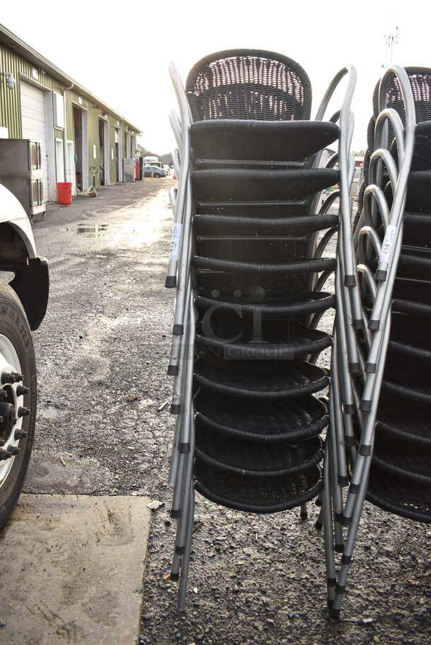 10 Black Wicker Style Chair w/ Arm Rests and Metal Frame. 21x25x32. 10 Times Your Bid! - Image 4 of 4