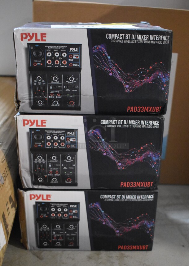 3 IN ORIGINAL BOX! Pyle PAD33MXUBT Compact BT DJ Mixer Interface. 3 Times Your Bid! - Image 1 of 2