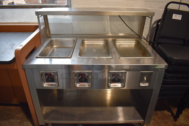 APW Wyott Stainless Steel Commercial 3 Bay Steam Table w/ Sneeze Guard and Under Shelf. 208/240 Volts, 1 Phase. 48x30x50 - Image 1 of 10