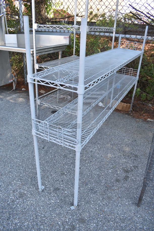 2 Wire Shelving Units; 2 Tier and 4 Tier. BUYER MUST DISMANTLE. PCI CANNOT DISMANTLE FOR SHIPPING. PLEASE CONSIDER FREIGHT CHARGES. 74x14x48, 34x24x75. 2 Times Your Bid!  - Image 2 of 5
