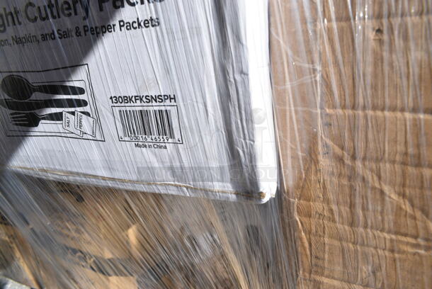 PALLET LOT of 29 BRAND NEW Boxes Including 3 Box 127P2C Choice 2 oz Portion Cups, 5002DNAPBLK Choice 15" x 17" Black Customizable 2-Ply Paper Dinner Napkin - 1000/Case, 130BKFKSNSPH Choice Black Heavy Weight Wrapped Plastic Cutlery Pack with Napkin and Salt and Pepper Packets - 500/Case, 129MCR333CB Choice 33 oz. Black 9" Round 3-Compartment Microwavable Heavy Weight Container with Lid - 150/Case, 128HD8COMBO Choice Heavy Duty 8 oz. Microwavable Translucent Plastic Deli Container and Lid Combo Pack - 240/Case, 485UPJ7BLSTR EcoChoice 7 3/4" Blue Stripe Jumbo Unwrapped Paper Straw - 4800/Case, 128HD8BULK Choice Heavy Duty 8 oz. Microwavable Translucent Plastic Deli Container - 480/Case, 2 Box 129MCS28B Choice 28 oz. Black Rectangular Microwavable Heavy Weight Container with Lid 8 3/4" x 6 1/4" x 1 3/4" - 150/Case, 127P250B Choice 2.5 oz. Black Plastic Souffle Cup / Portion Cup - 2500/Case, 130WHSPOONH Spoons. 29 Times Your Bid!  - Image 9 of 12