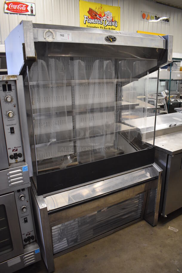 Marc Stainless Steel Commercial Open Grab N Go Merchandiser w/ Metal Shelves. 115 Volts, 1 Phase. 50x35x77. Tested and Powers On But Does Not Get Cold