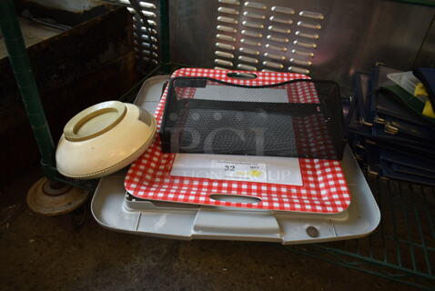 ALL ONE MONEY! Lot of Various Items Including Poly Trays and Mesh Bin