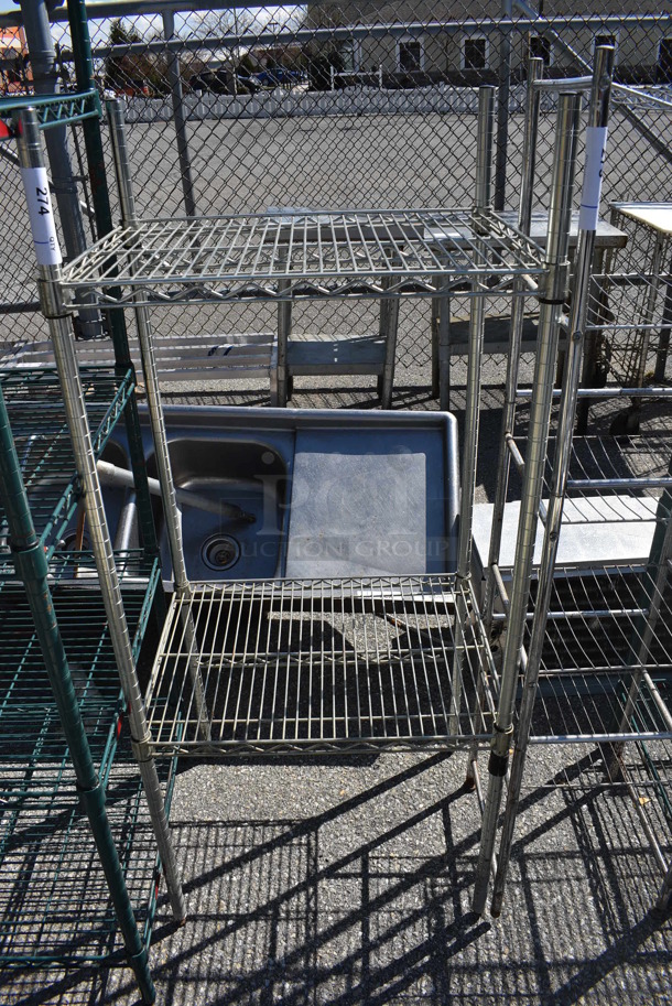 Chrome Finish 2 Tier Metro Style Shelving Unit. BUYER MUST DISMANTLE. PCI CANNOT DISMANTLE FOR SHIPPING. PLEASE CONSIDER FREIGHT CHARGES. 24x18x55